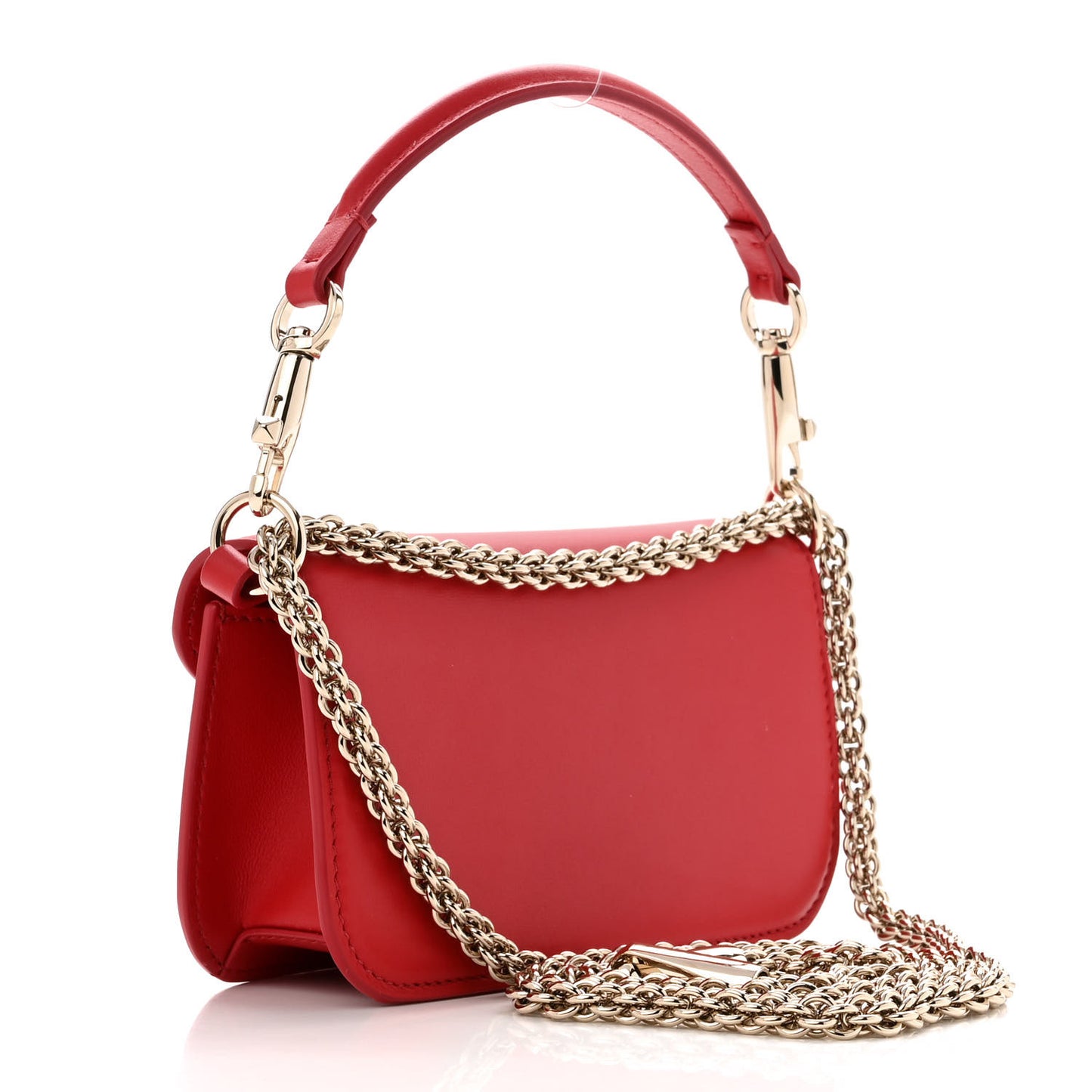 Calfskin Enamel Vlogo Small Loco Shoulder Bag Rouge Pur