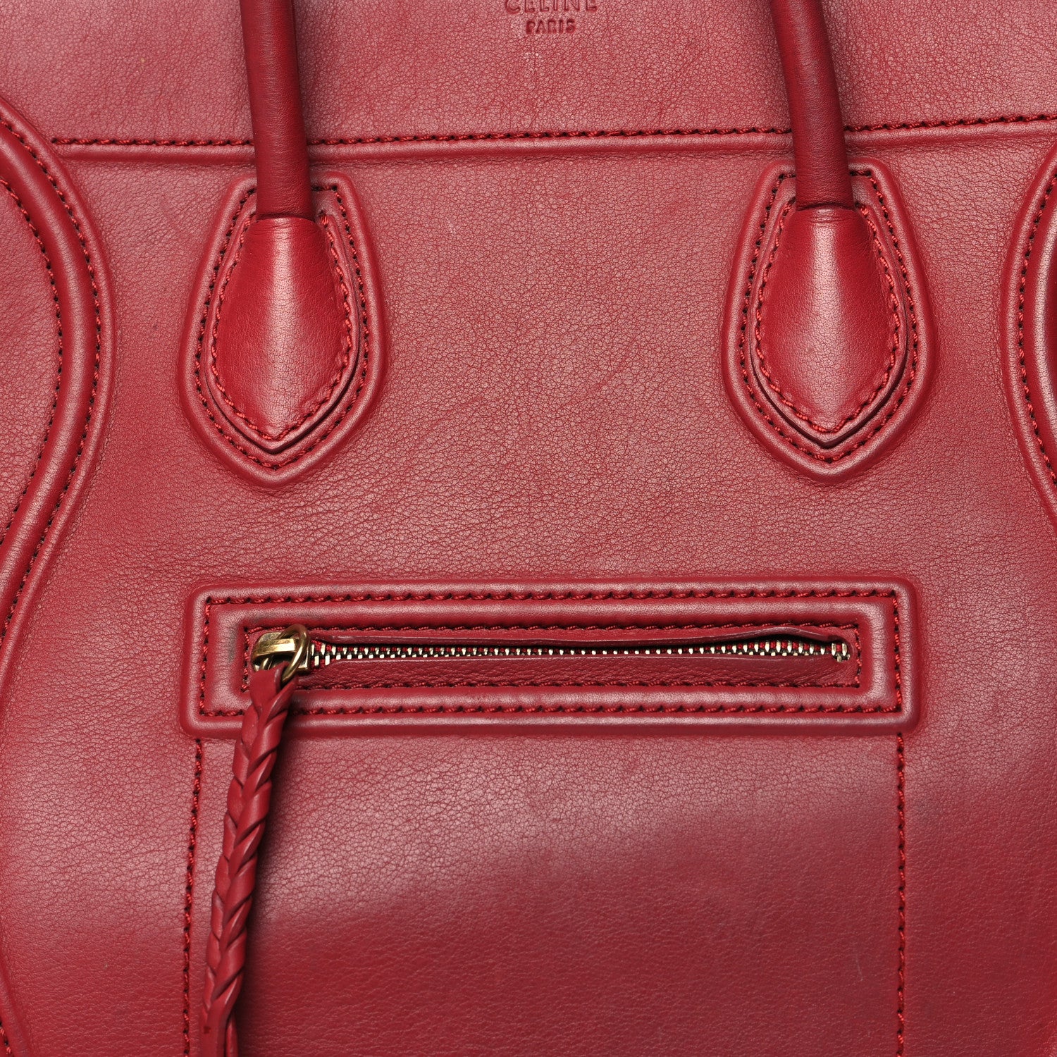 Celine Baby Grained Calfskin Medium Phantom Luggage Carmin 7 of 20