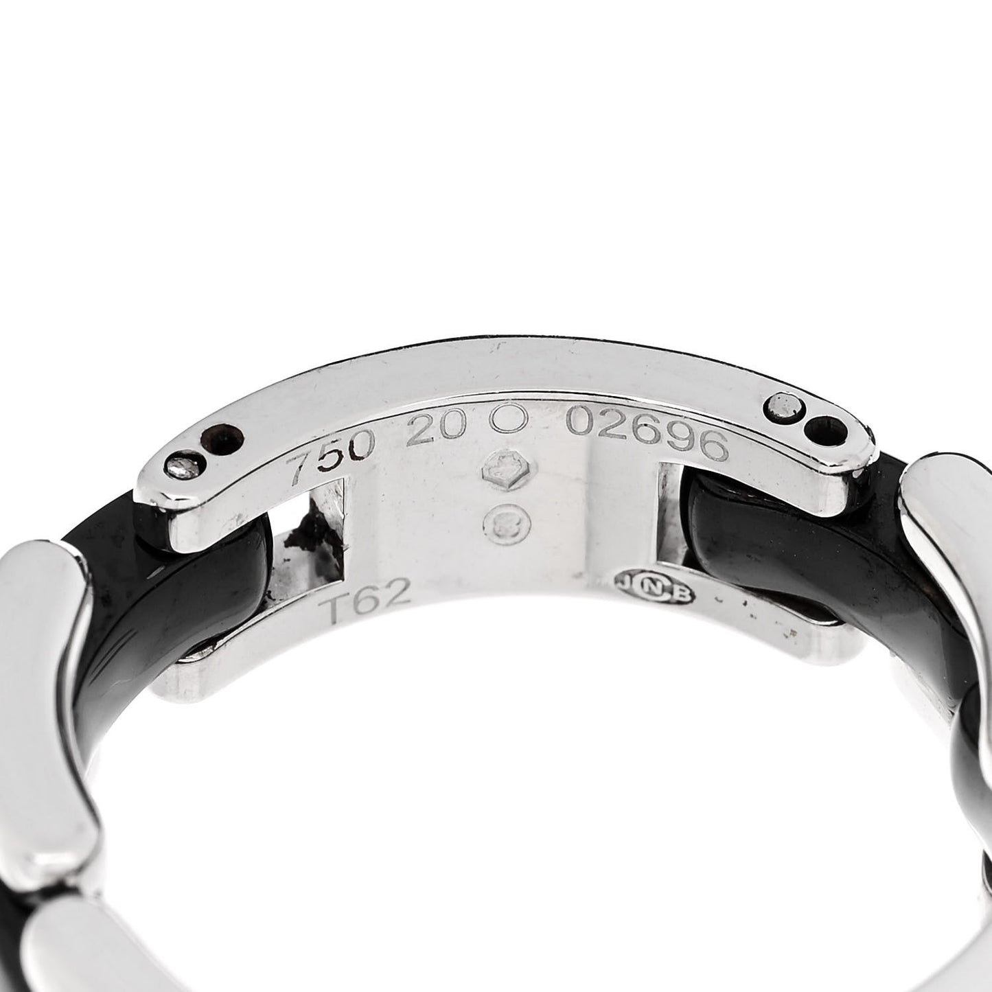 18K White Gold Black Ceramic Medium Ultra Ring 62 10