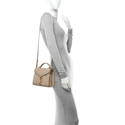 Saint Laurent Kid Suede Smooth Calfskin Mini Classic Monogram Cassandra Top Handle Sea Salt 2 of 13