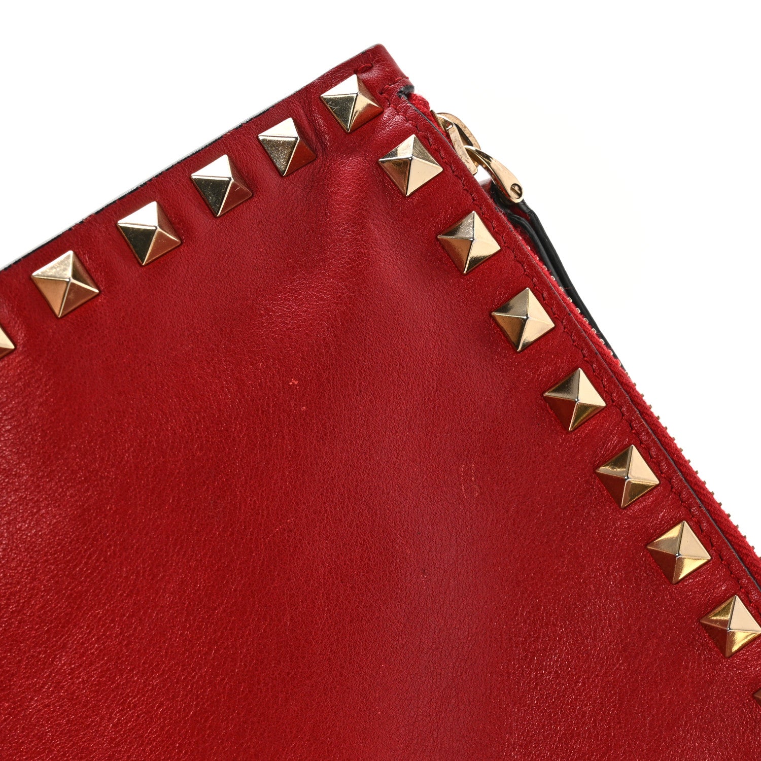 Valentino Garavani Vitello Large Rockstud Zip Pouch Red 9 of 11