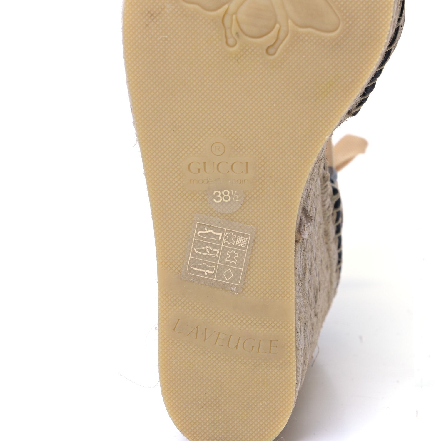 Gucci Monogram Matelasse GG Marmont Ankle Wrap Platform 35/120mm Espadrille Wedges 38.5 Beige Ebony Black Sand Storm 8 of 9