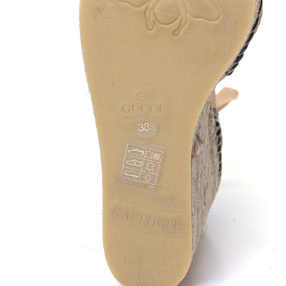 Gucci Monogram Matelasse GG Marmont Ankle Wrap Platform 35/120mm Espadrille Wedges 38.5 Beige Ebony Black Sand Storm 8 of 9