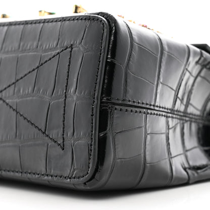 Mulberry Calfskin Crocodile Embossed Embellished Micro Seaton Black Multicolor 10 of 11