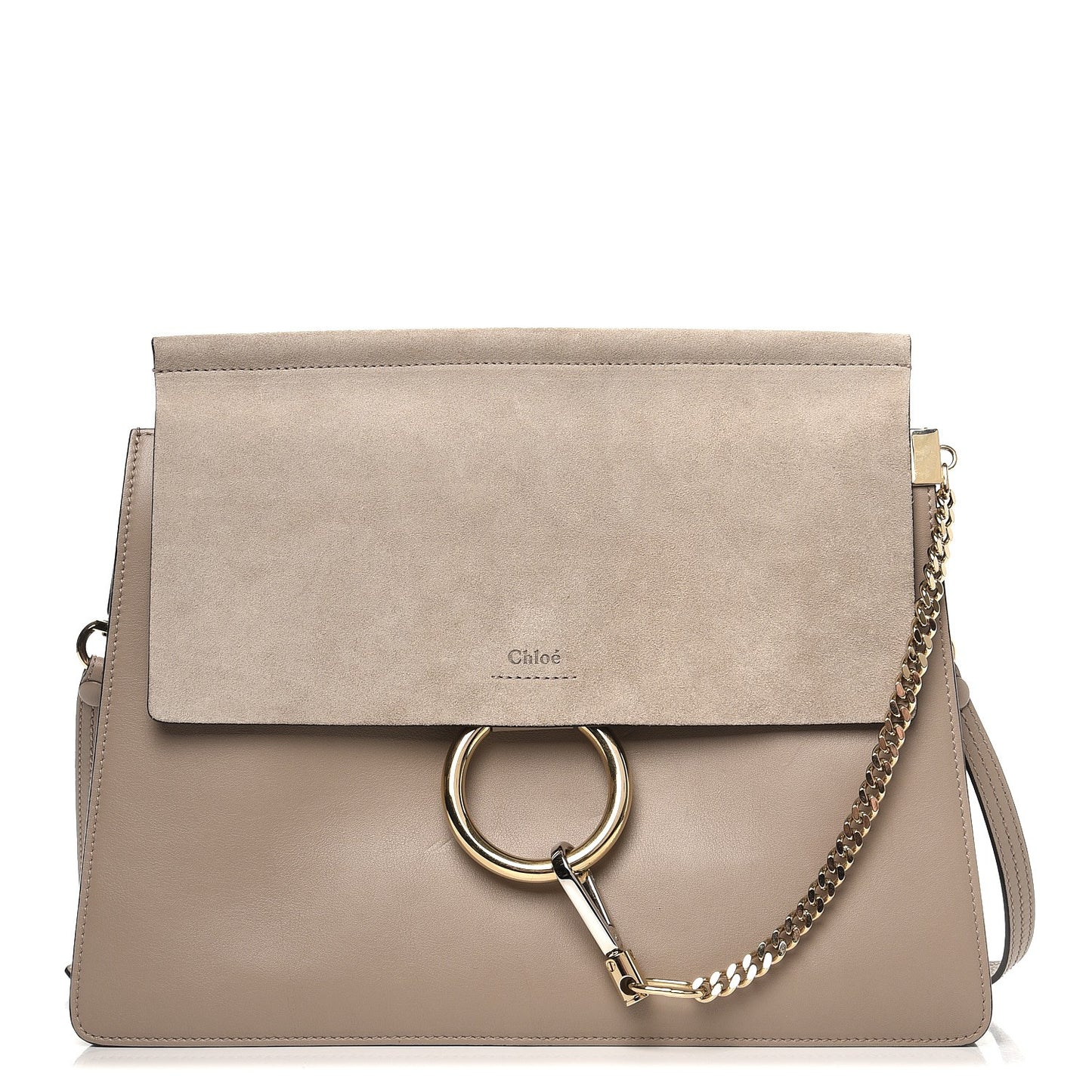 Calfskin Suede Medium Faye Shoulder Bag Motty Grey