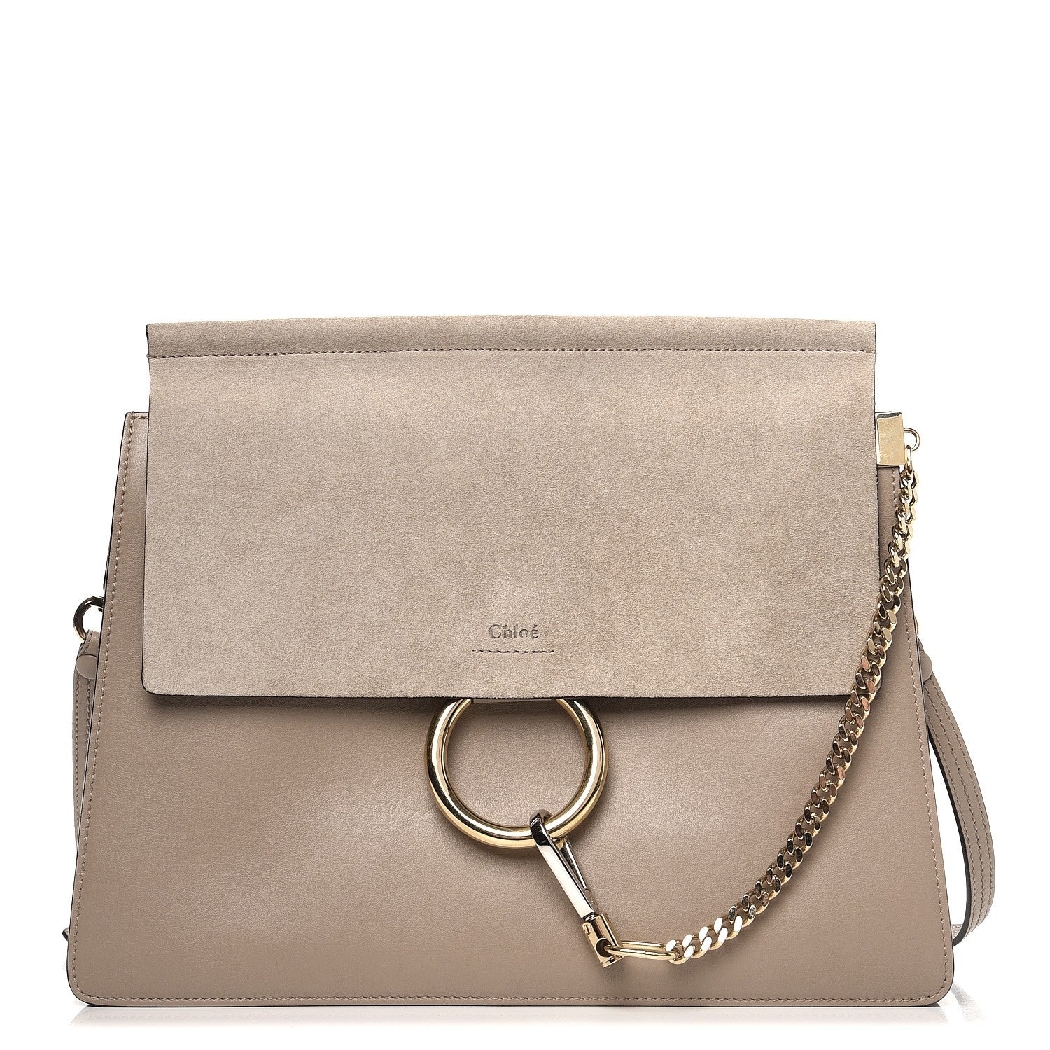 Chloe Calfskin Suede Medium Faye Shoulder Bag Motty Grey 1 of 7