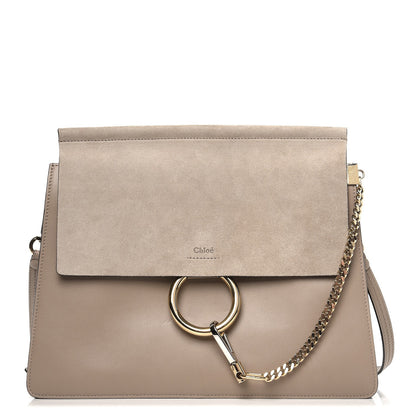 Chloe Calfskin Suede Medium Faye Shoulder Bag Motty Grey 1 of 7