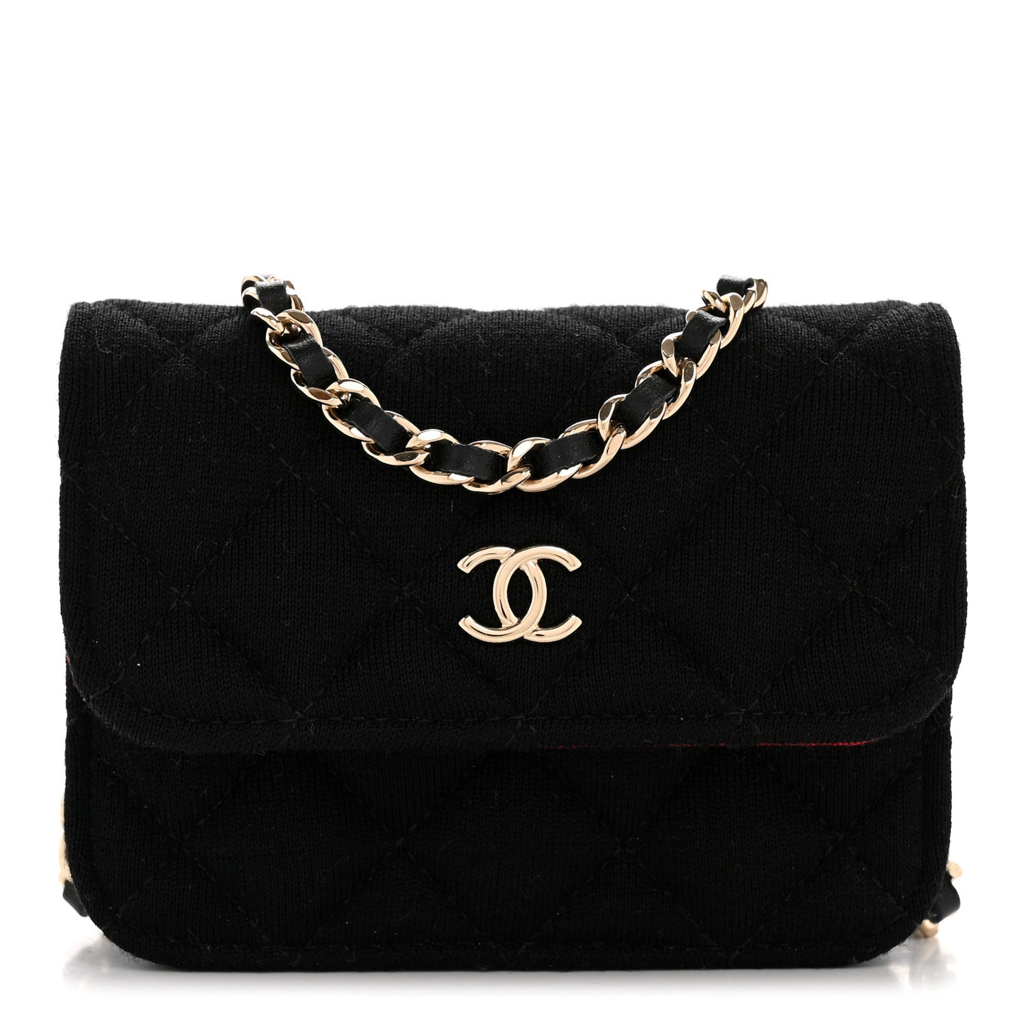 Jersey Quilted Micro Mini Flap Black
