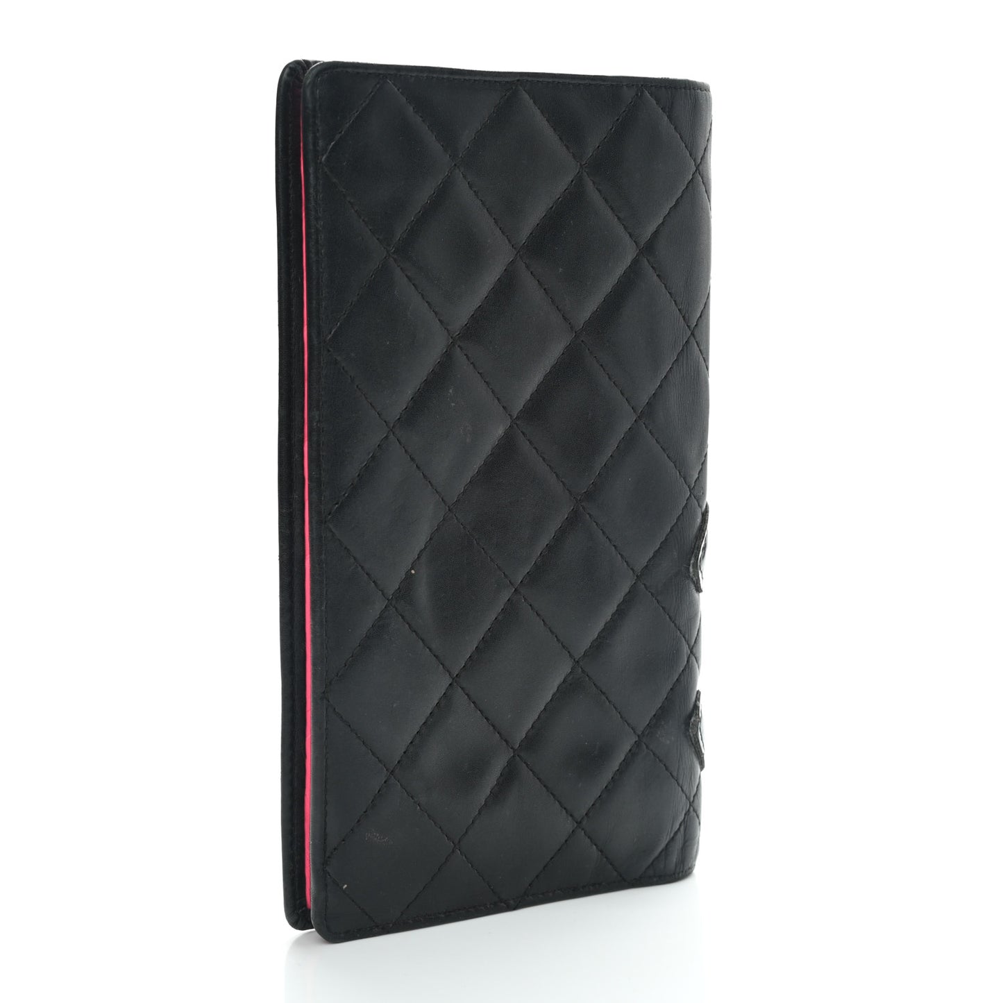 Calfskin Quilted Cambon Yen Wallet Black