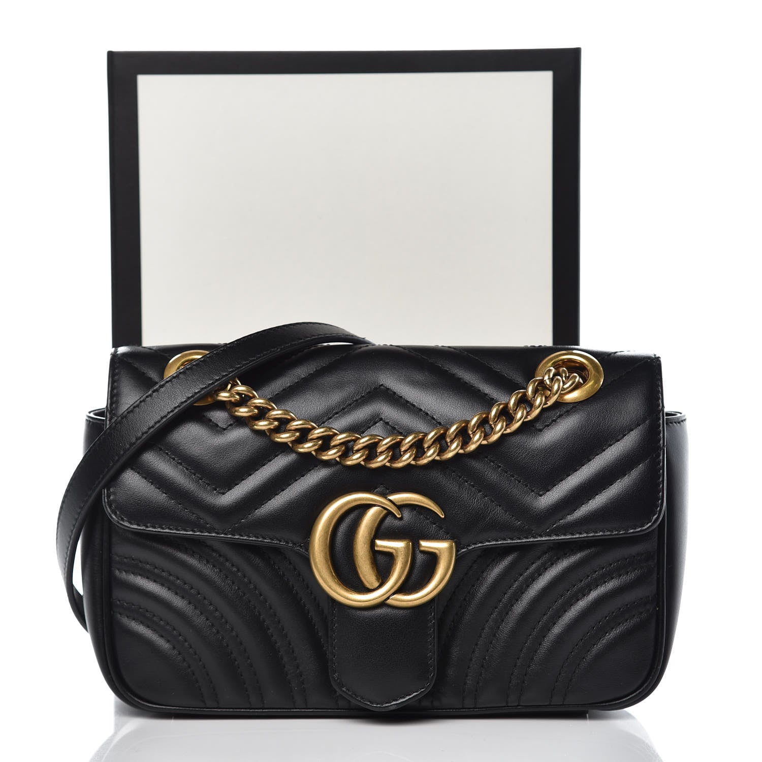 Gucci Calfskin Matelasse Mini GG Marmont Shoulder Bag Black 11 of 11