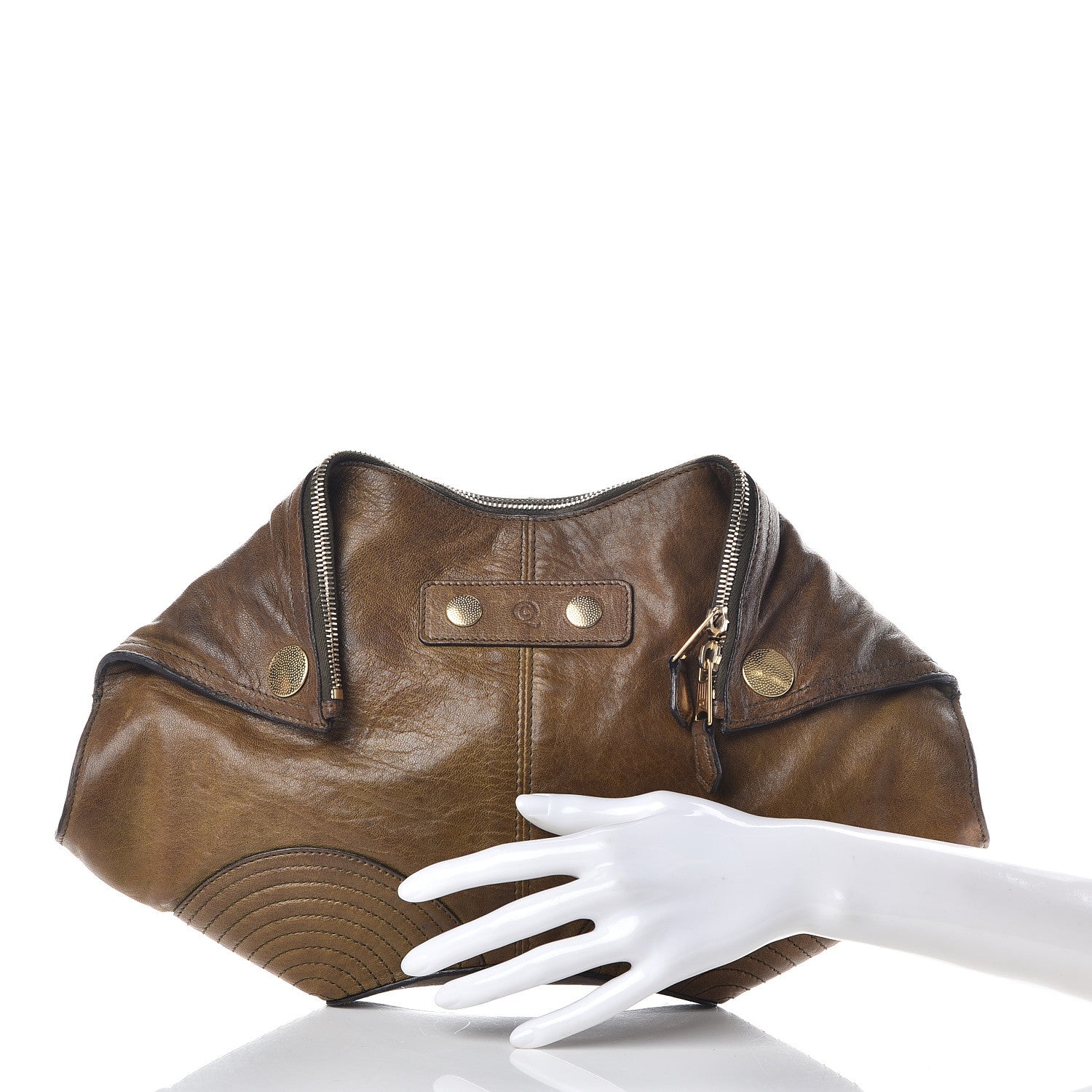 Alexander McQueen Calfskin De Manta Clutch Brown 2 of 13