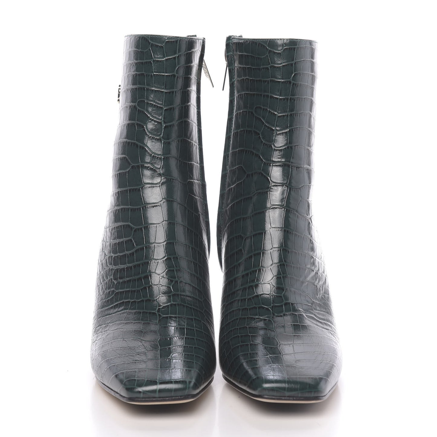 Calfskin Crocodile Embossed Minori 85 Boots 37.5 Dark Green