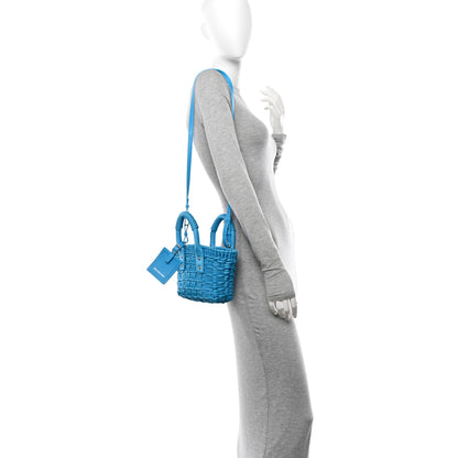Balenciaga Recycled Nylon Faux Calfskin XXS Bistro Basket Cyan White 3 of 11