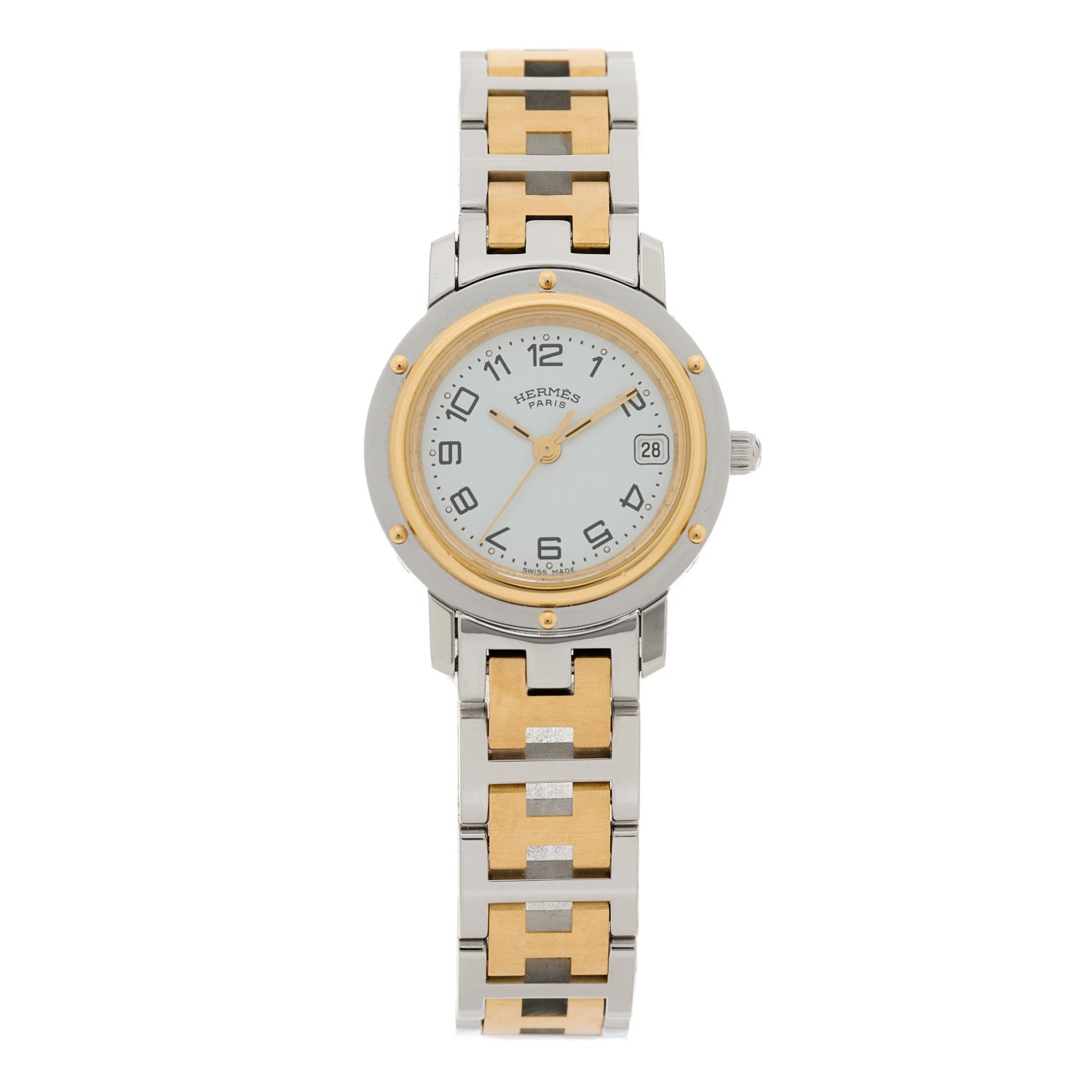 Hermes Stainless Steel 24mm Clipper Quartz Watch Gold 1 of 4