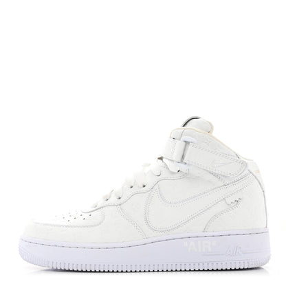 Louis Vuitton X NIKE AIR FORCE 1 Calfskin Monogram Mens Mid Sneakers 6 White 1 of 12