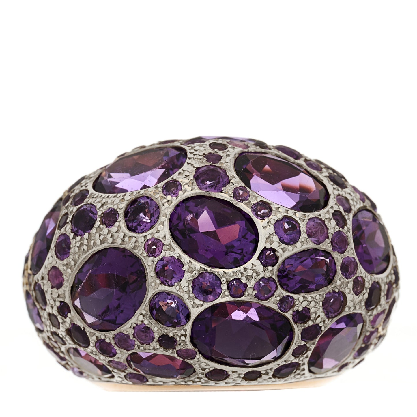 18K Rose Gold Sterling Silver Amethyst Tabou Ring 54 7