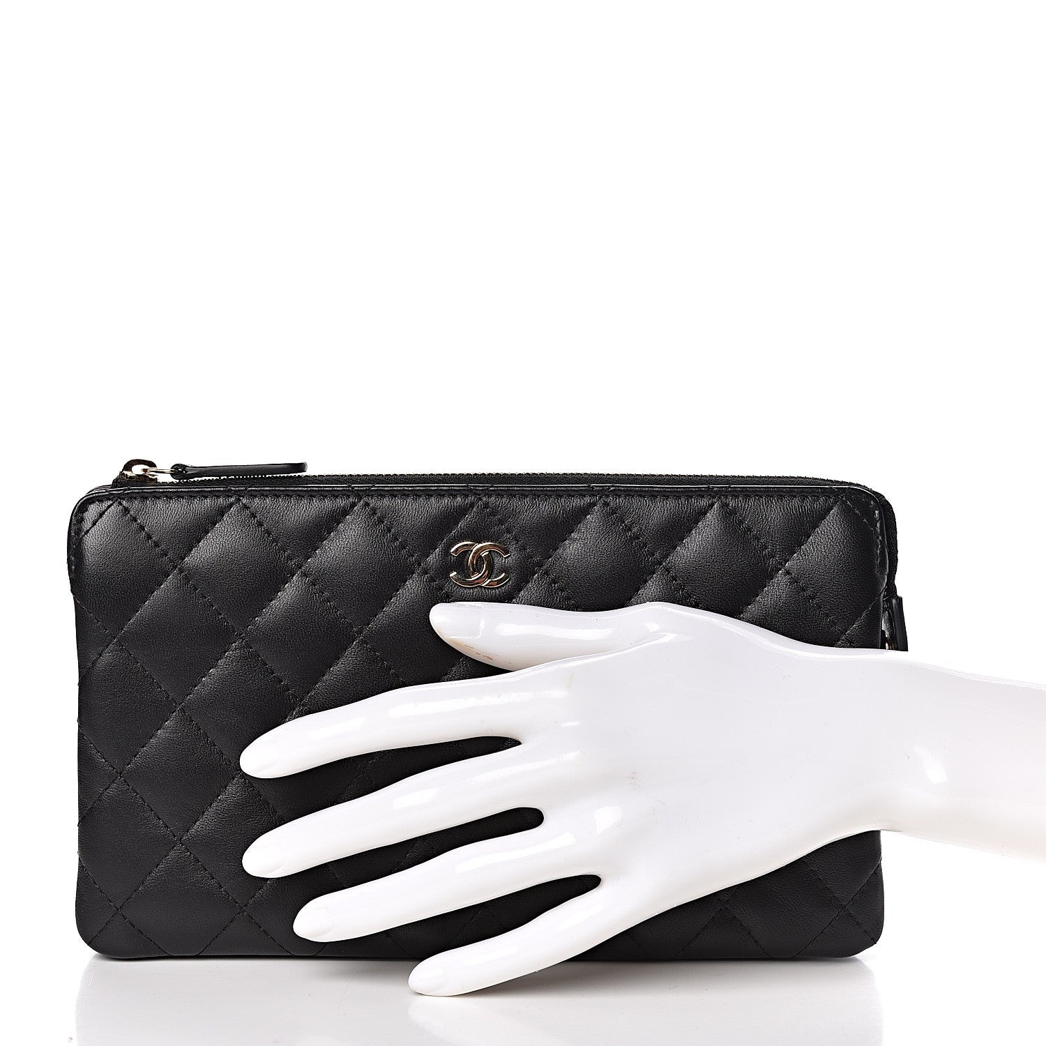 Chanel Lambskin Quilted Small Zipped Pouch Black 2 of 9