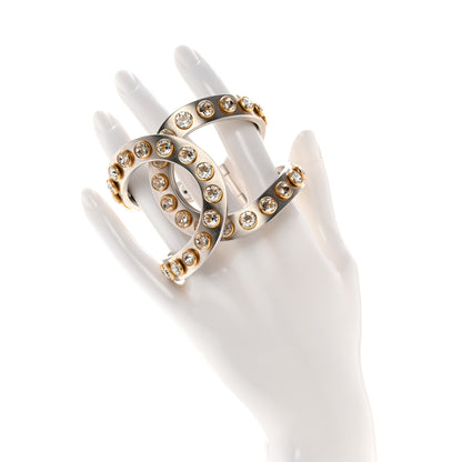 Chanel Metal Crystal CC Cuff Silver Gold 2 of 4