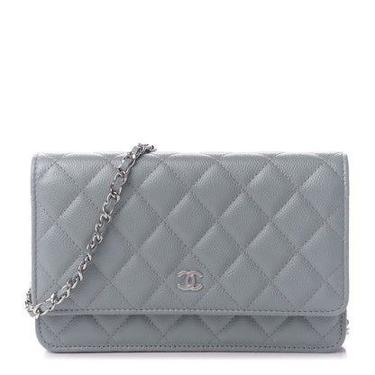 Chanel Caviar Quilted Wallet On Chain WOC Light Blue 1 of 12