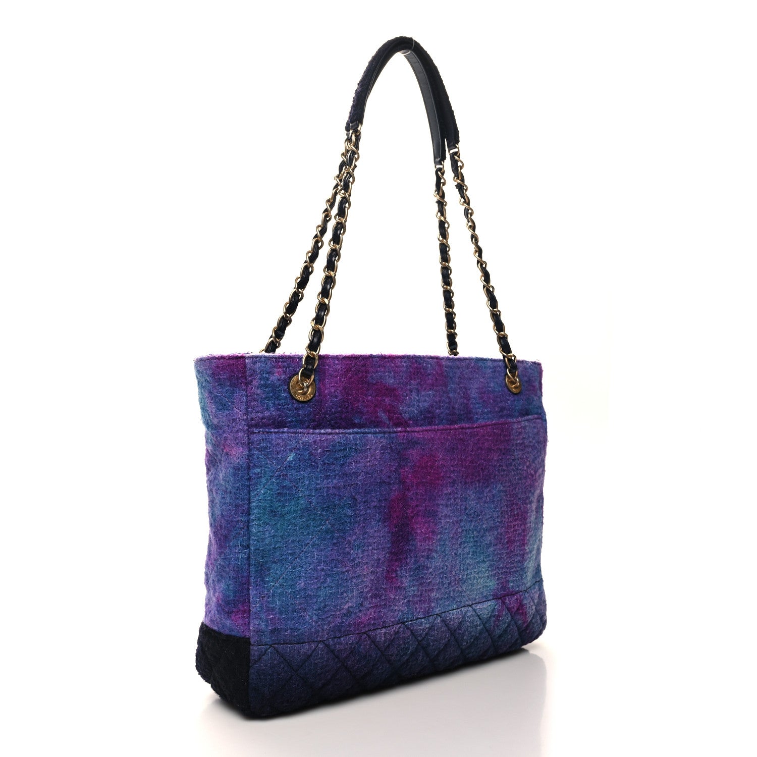 Chanel Wool Tweed CC Tote Purple Black Blue 3 of 11