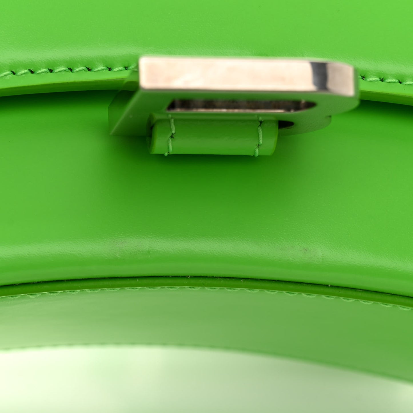 Shiny Box Calfskin Hourglass Top Handle Bag XS Fluo Green