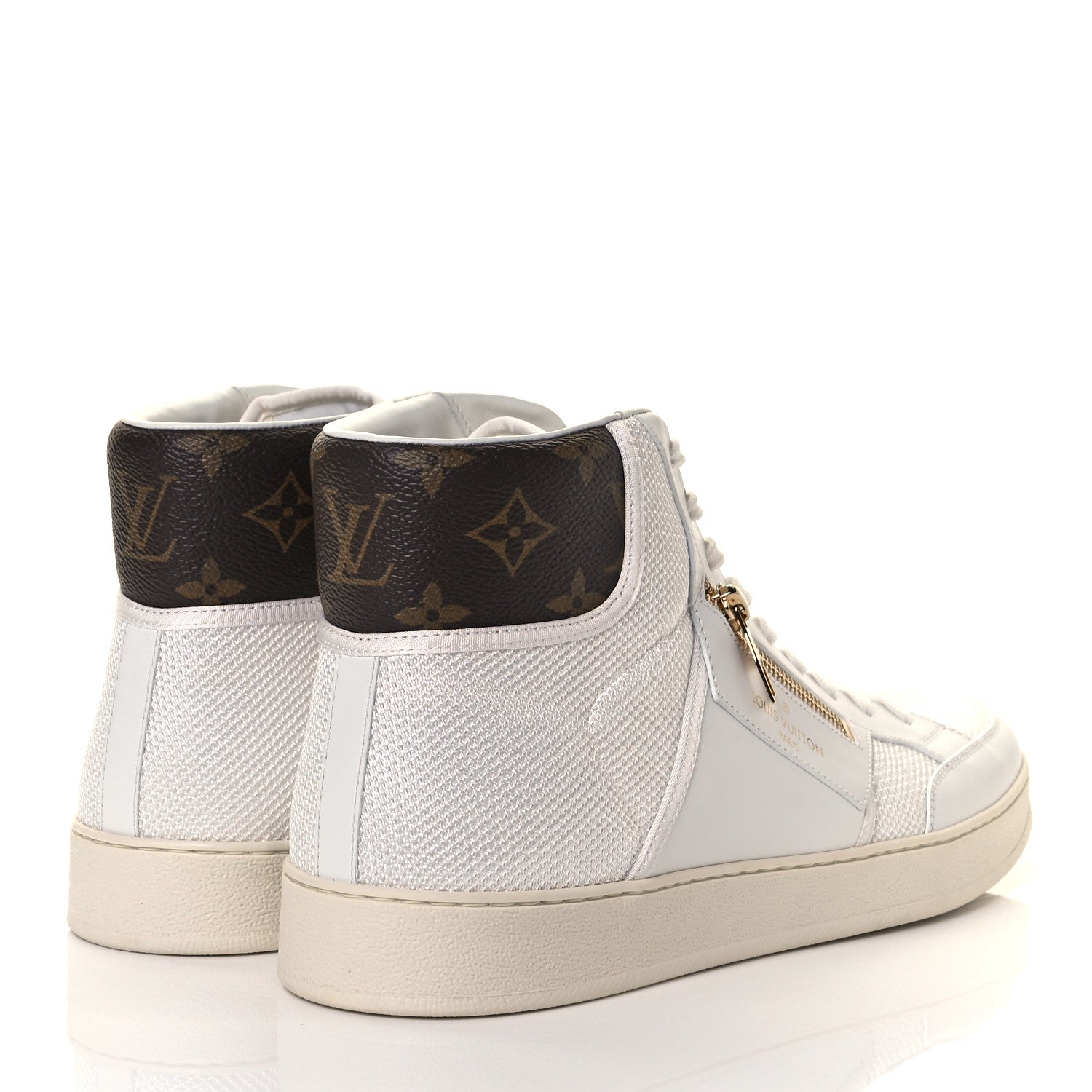 Louis Vuitton Monogram Calfskin Rivoli High Top Sneakers 9.5 White 3 of 8
