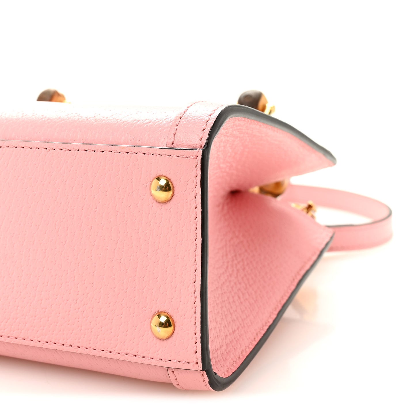 Textured Dollar Calfskin Web Mini Diana Tote Bag Wild Rose Black