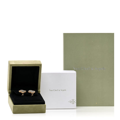 Van Cleef & Arpels 18K Yellow Gold Mother of Pearl Vintage Alhambra Earrings 5 of 5