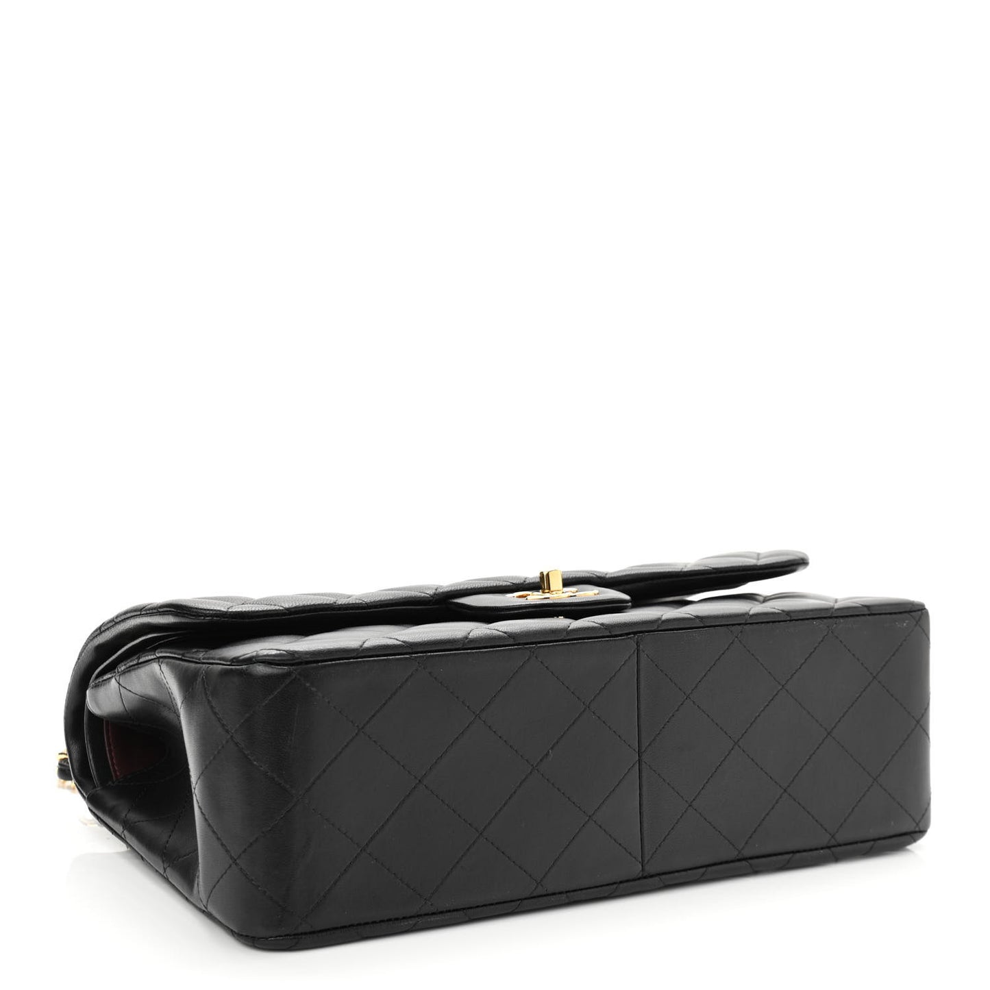 Lambskin Quilted Jumbo Double Flap Black
