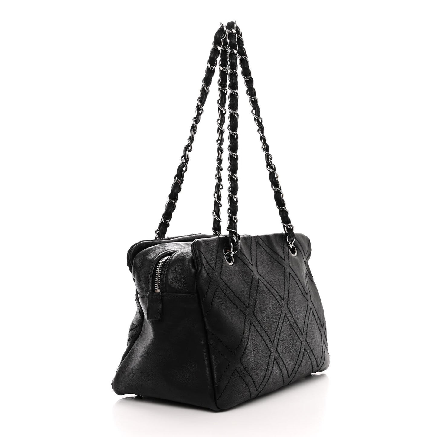 Calfskin Small Diamond Stitch Tote Black