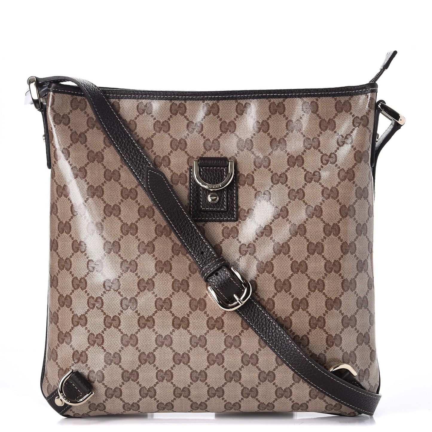 Crystal Monogram Abbey Messenger Bag Beige Dark Brown