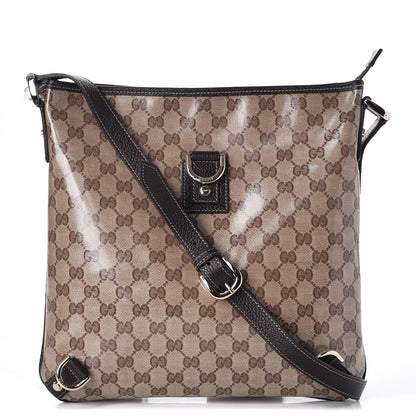 Gucci Crystal Monogram Abbey Messenger Bag Beige Dark Brown 1 of 7