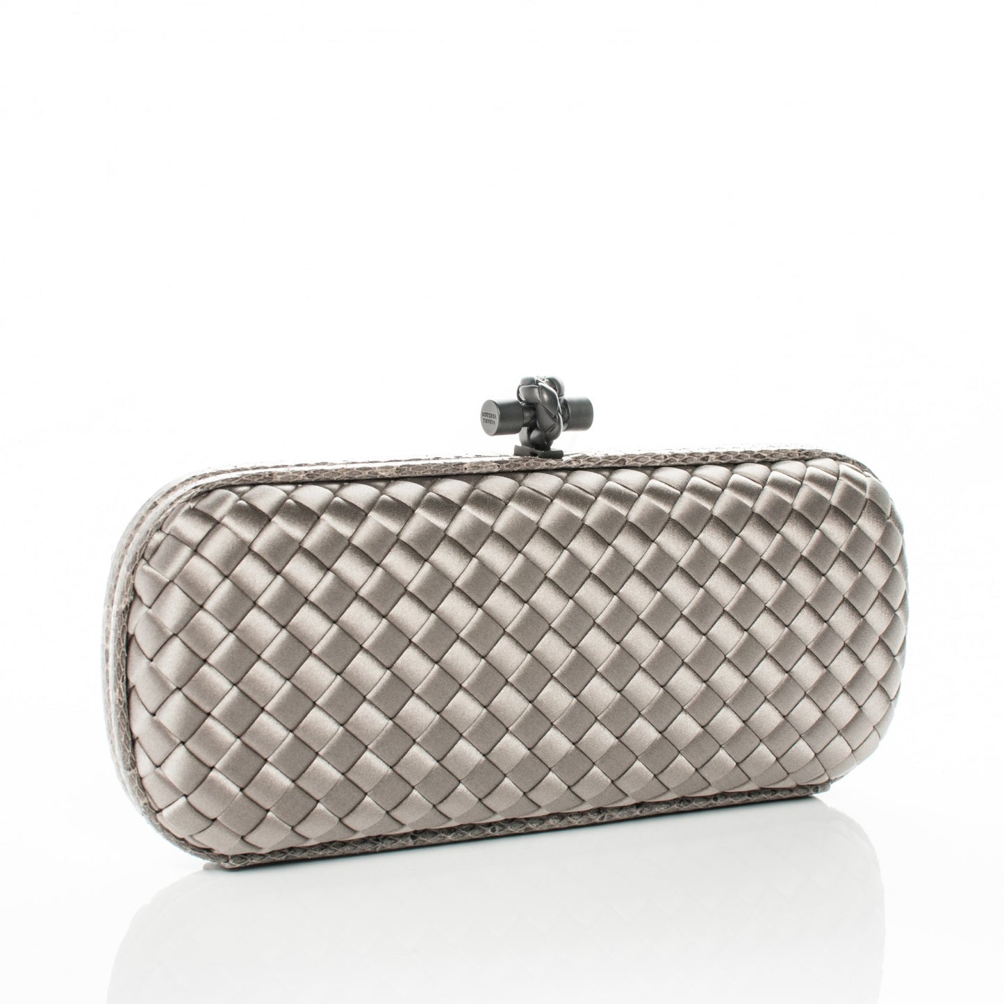 Satin Intreccio Impero Ayers Stretch Knot Clutch Grey