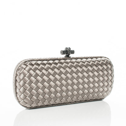 Bottega Veneta Satin Intreccio Impero Ayers Stretch Knot Clutch Grey 3 of 6