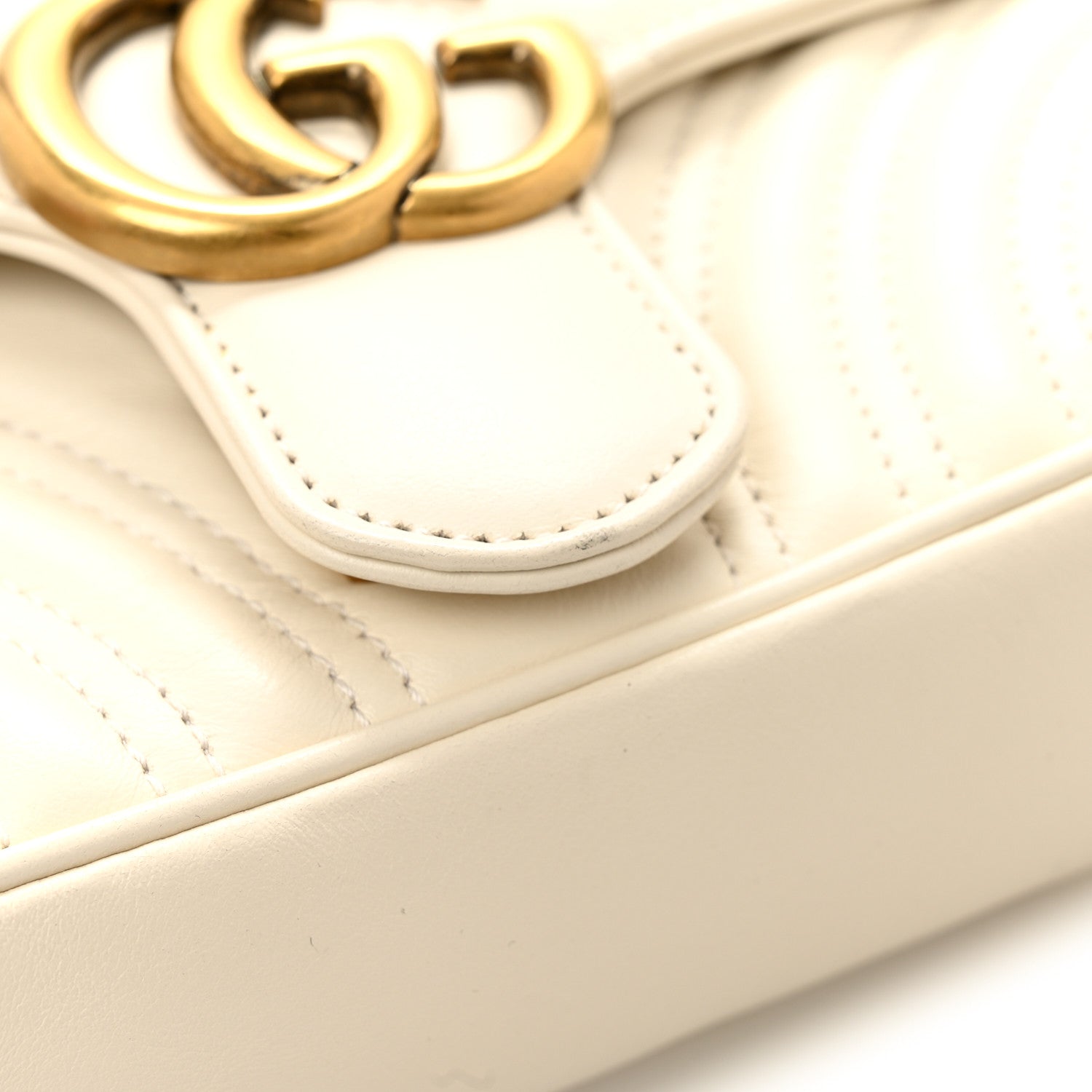 Gucci Calfskin Matelasse Mini GG Marmont Shoulder Bag White 11 of 14