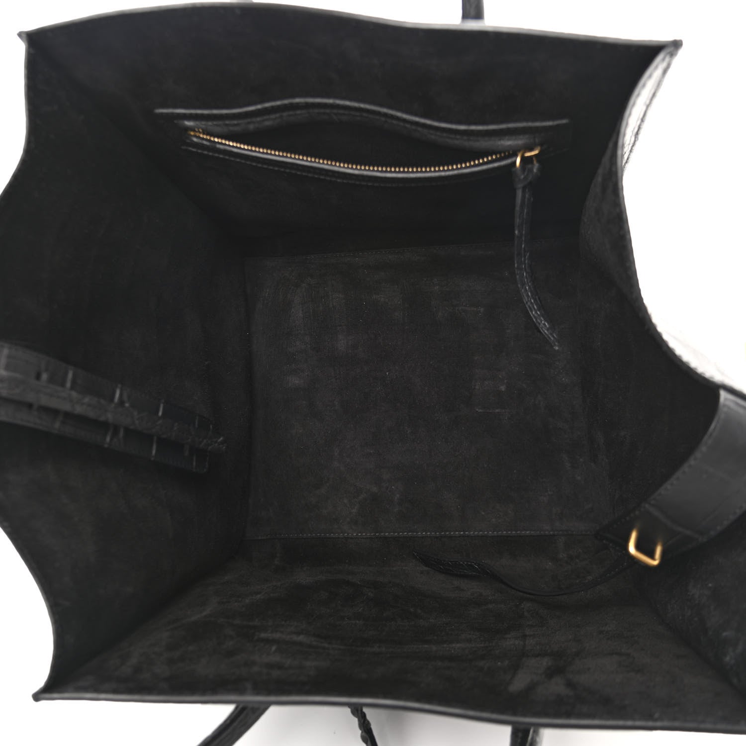 Celine Calfskin Crocodile Embossed Medium Phantom Luggage Black 5 of 10