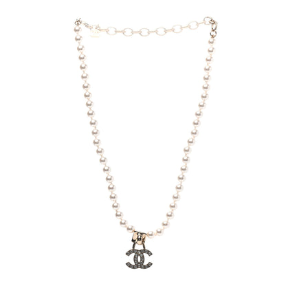 Chanel Pearl Crystal Chain CC Necklace Gold 2 of 4