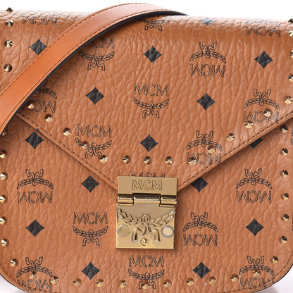 MCM Visetos Studded Small Patricia Crossbody Bag Cognac 9 of 9