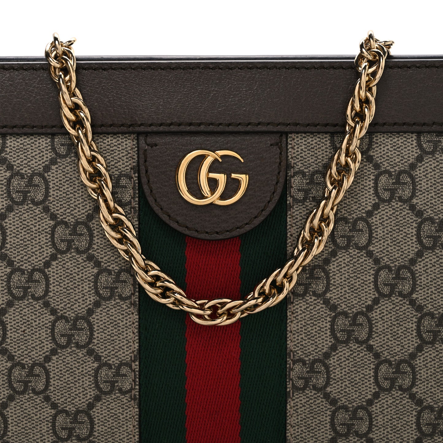 GG Supreme Monogram Web Small Ophidia Chain Shoulder Bag Brown