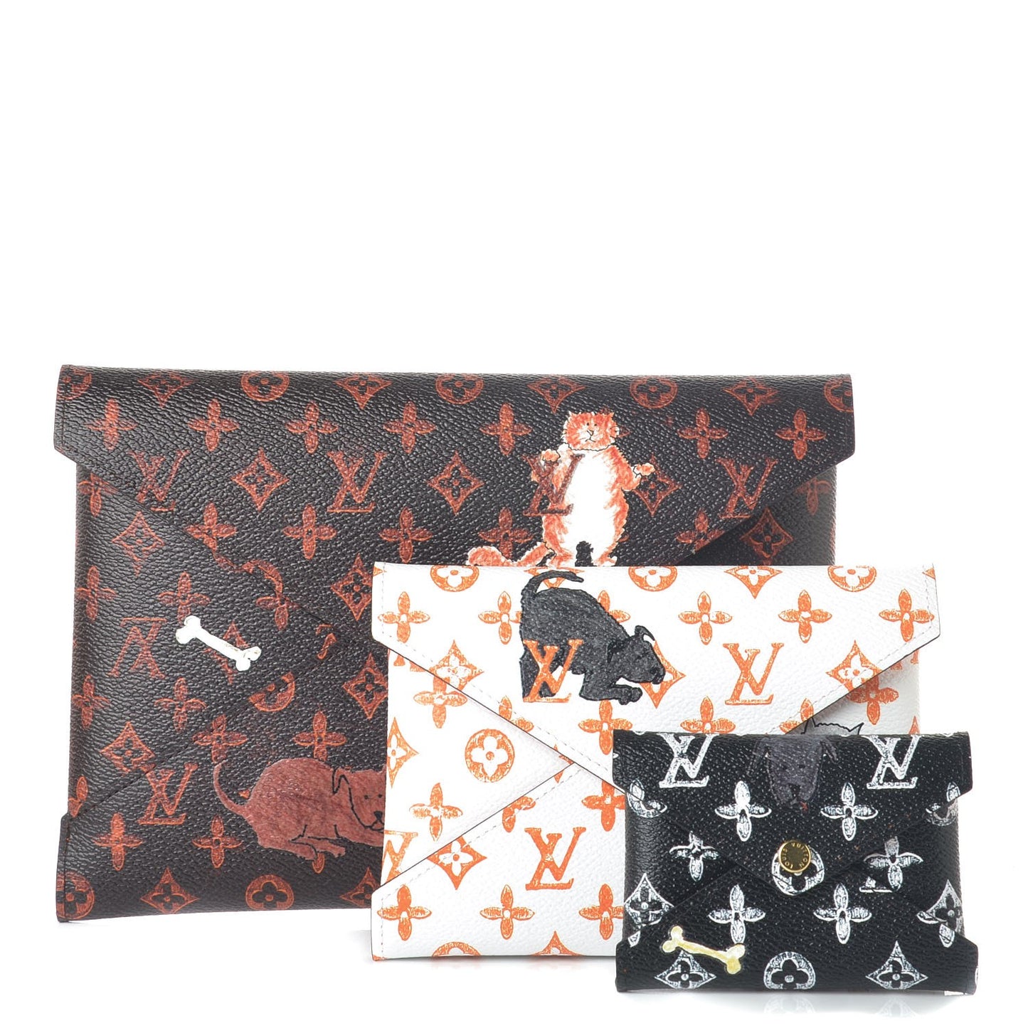 Catogram Kirigami Pochette Set Marron White Black