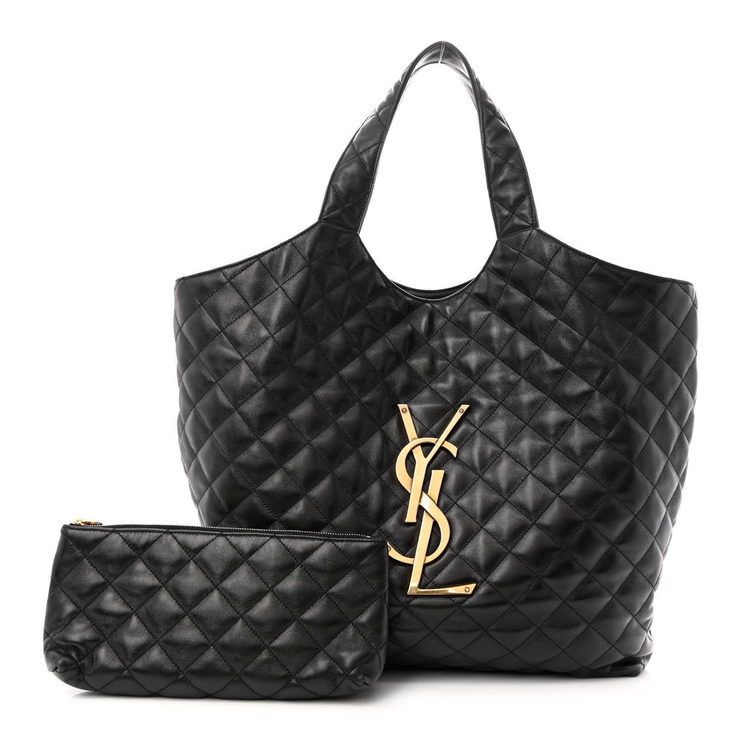 Saint Laurent Lambskin Quilted Maxi Icare Shopping Tote Black 1 of 12
