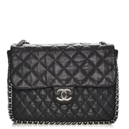 Chanel Washed Lambskin Quilted Maxi Chain Around Flap Black 1 of 7
