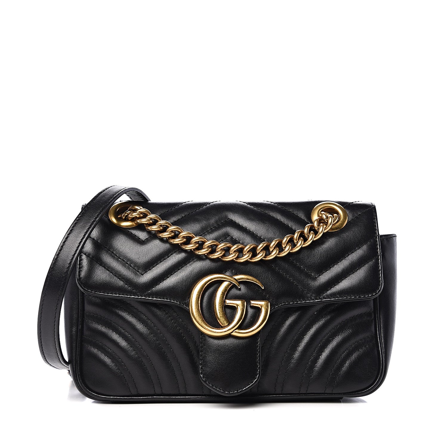 Calfskin Matelasse Mini GG Marmont Shoulder Bag Black