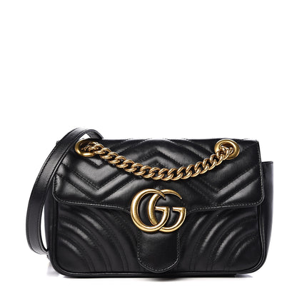 Gucci Calfskin Matelasse Mini GG Marmont Shoulder Bag Black 1 of 18