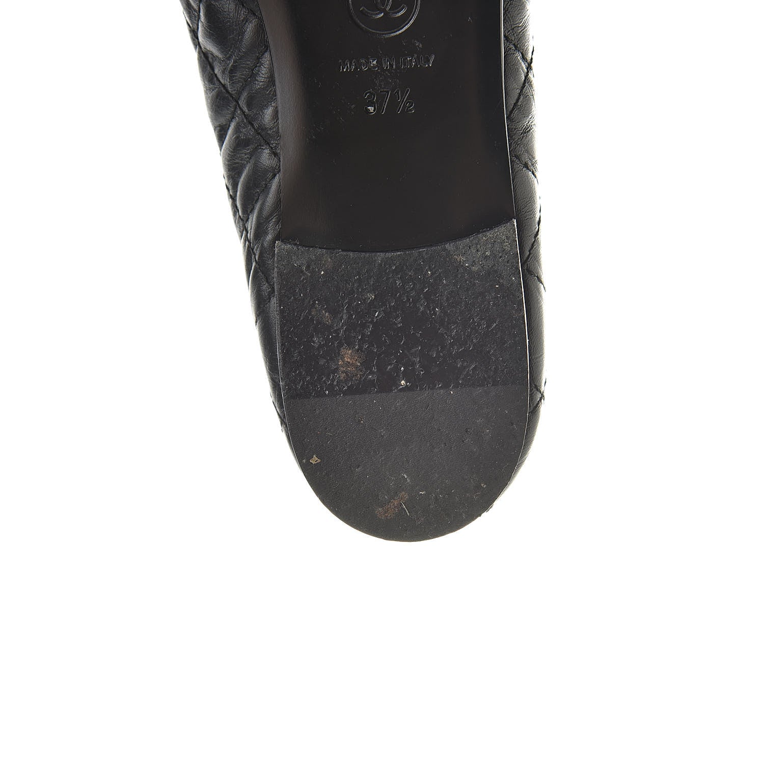 Chanel Aged Calfskin Quilted Cap Toe Ballerina Flats 37.5 Black 9 of 15