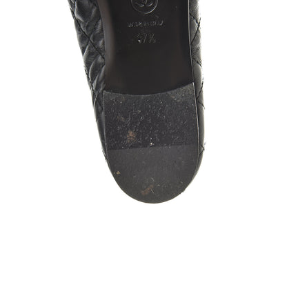 Chanel Aged Calfskin Quilted Cap Toe Ballerina Flats 37.5 Black 9 of 15
