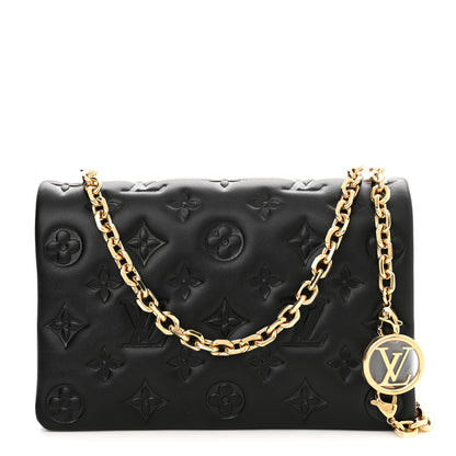 Louis Vuitton Lambskin Embossed Monogram Pochette Coussin Black 1 of 11