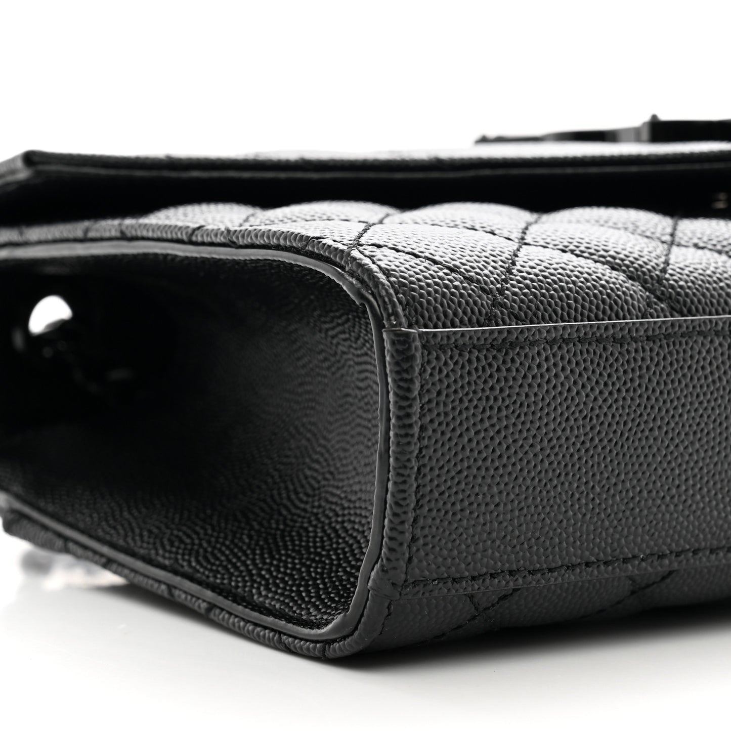 Grain De Poudre Textured Mixed Matelasse Triquilt Small Monogram Monochrome Satchel Black