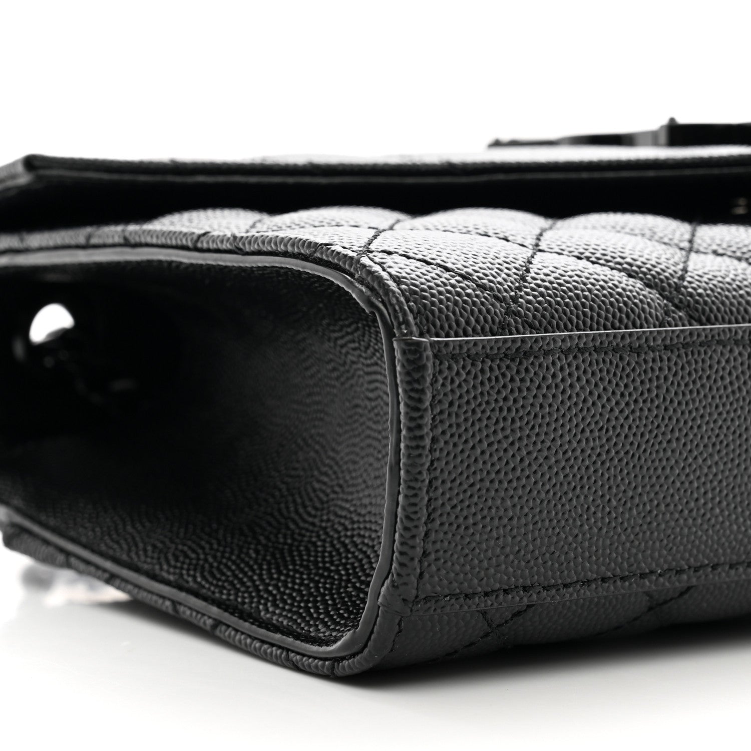 Saint Laurent Grain De Poudre Textured Mixed Matelasse Triquilt Small Monogram Monochrome Satchel Black 8 of 9
