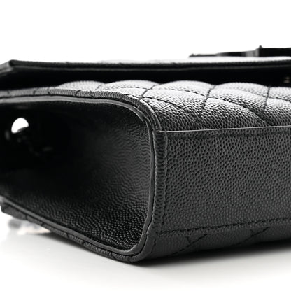 Saint Laurent Grain De Poudre Textured Mixed Matelasse Triquilt Small Monogram Monochrome Satchel Black 8 of 9
